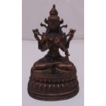 A Tibetan gilded bronze figurine of Buddha on raised lotus base, 35cm (h)