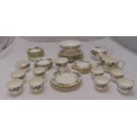 Wedgwood Hathaway Rose dinner service and teaset to include plates, bowls, dishes, teapot, cups,