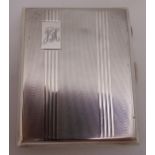 A hallmarked silver cigarette case, approx total weight 160g