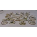 A quantity of Shelley cups and saucers of various size, style and decoration (15 duos)