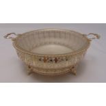 Mappin and Webb hallmarked silver cake basket, circular with scroll pierced sides and scrolling side