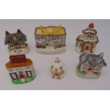 A quantity of collectable Staffordshire pastille burner cottages of various form and shape, (6)