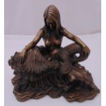 Jon Douglas limited edition bronzed figurine of a Mermaid, details to verso, 28 x 30 x 17cm