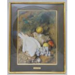 Frederick T. Baynes framed and glazed watercolour of a bird and fruit, signed bottom right, 37 x