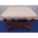 A mahogany stool with upholstered seat, 46 x 56 x 38cm