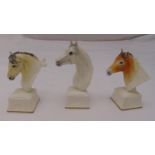 Three Royal Worcester figures of horses heads to include Chronos, Aethon and Astrope, marks to the