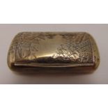 A Victorian hallmarked silver snuff box, rounded rectangular, the hinged cover and base engraved