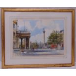Bert Wright framed and glazed watercolour of Trafalgar Square, signed bottom right, 40 x 55cm