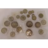 A quantity of pre 1947 GB silver coins to include Queen Victoria 1889 crown and 1898 crown