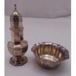 A hallmarked silver sugar sifter of octagonal form, Sheffield 1959 and a bonbon dish, Sheffield