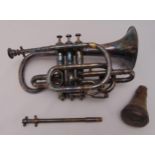 Boosey and Co silver plated cornet of customary form, orchestra model serial no 66946