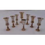 Eight hallmarked silver Kiddush cups, approx total weight 241g