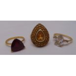 Three 9ct gold rings, approx total weight 12.2g