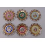 A set of six J K W Decor Carlsbad Alt Wien cabinet plates with courting scenes by Saji Fragonard,