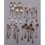 A quantity of antique Old English and thread pattern hallmarked silver flatware, approx total weight