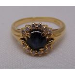 18ct yellow gold, sapphire and diamond ring, approx total weight 4.3g