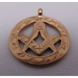 9ct gold Masonic pendant, approx total weight 4.4g