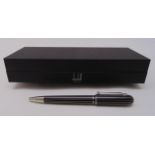 Dunhill Sidecar palladium ballpoint pen with black lacquer pin stripes in original packaging