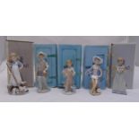 Five Lladro figurines to include 05232, 4.809, 5219, 5217 and 5607, all in original packaging,