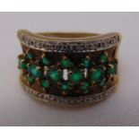 9ct yellow gold emerald and diamond ring, approx total weight 4.6g