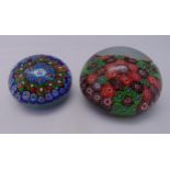 Two Millefiori paperweights, 10.5cm and 8cm dia
