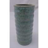 A Chinese celadon cylindrical crackle glaze vase, 22cm (h)