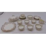 Crescent China part teaset to include cups, saucers, plates, sandwich plates, tureen and cover, a