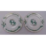 A pair of 19th century Meissen Green Court Dragon cabinet plates with gilded borders, marks to the