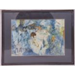 Charles Jenkins framed and glazed watercolour of figures in a garden, signed bottom right, 26.5 x