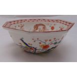 Chelsea octagonal bowl decorated in the Kakeiman pattern, details to verso, 26cm dia