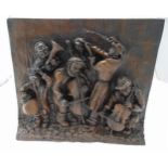 A cast composition bronzed relief of musicians playing their instruments, 44 x 50cm