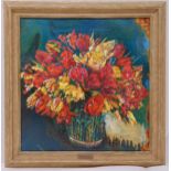 Bettina Caro framed oil on panel still life of flowers, signed bottom right, 46.5 x 44.5cm