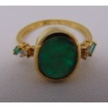 18ct yellow gold emerald and diamond dress ring, approx total weight 4.1g