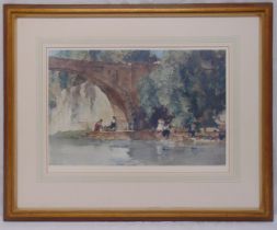 William Russell Flint framed and glazed polychromatic limited edition print of figures beneath a
