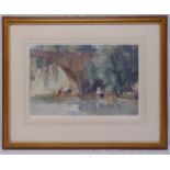 William Russell Flint framed and glazed polychromatic limited edition print of figures beneath a