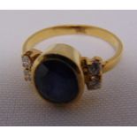 18ct yellow gold, sapphire and diamond dress ring, approx total weight 4.4g