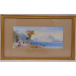 A framed and glazed watercolour of an Italian Alpine lake scene, indistinctly signed and dated