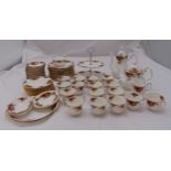 Royal Albert Old Country Roses teaset to include a teapot, cups, saucers, plates, two tier biscuit