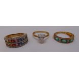 Three 9ct gold rings, approx total weight 12.9g