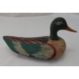 A painted wooden decoy duck, 15 x 33cm