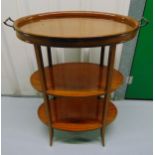 An Edwardian oval tray table on four tapering supports, 80 x 65 x 36cm