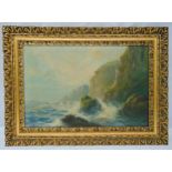 J Owen framed oil on canvas seascape, signed bottom left, 40.5 x 51cm
