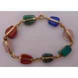 18ct yellow gold and coloured stone bracelet