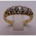 18ct yellow gold and diamond five stone ring, approx total weight 3.5g