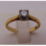 18ct gold and diamond solitaire ring, approx total weight 2.9g