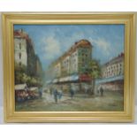 Kosman framed oil on canvas of a Parisienne street scene signed bottom right, 40.5 x 51cm