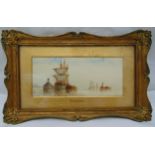 F J Aldridge a pair of framed and glazed watercolours of sailing ships, signed bottom right, 7.5 x