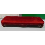 A Victorian rectangular upholstered foot stool on four pad feet, 21 x 105 x 28cm