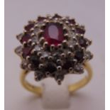 18ct gold, diamond and ruby cocktail ring, approx total weight 7.9g