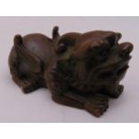 A Japanese bronze Okimono in the form of a mythical beast, 7cm (w)